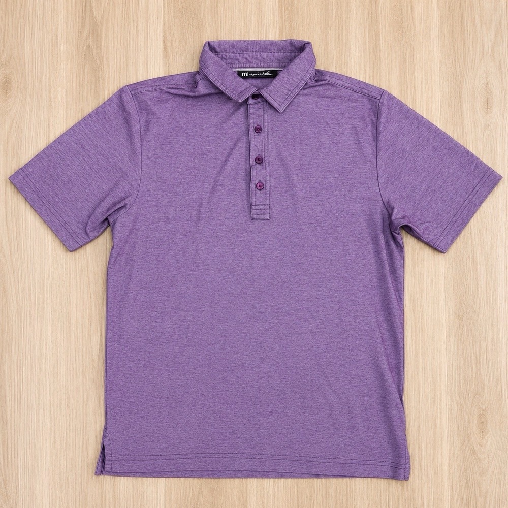 TravisMathew‎ Men's Polo Shirt Size Small Purple Heather Golf Casual Pima Blend